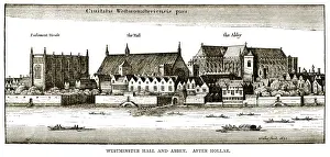 Palace Of Westminster Prints: Seventeenth century view over the River Thames to Parliament House