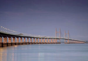 Images Dated 27th January 2012: Severn Bridge View at Blue Hour