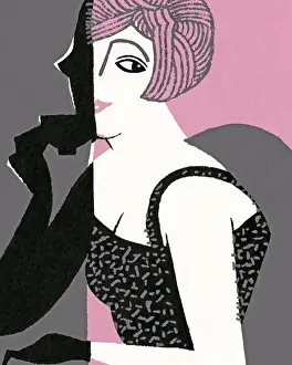 Glance Prints: Shadowed Woman Drinking Coffee