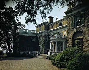 Shadowy View of Large Mansion