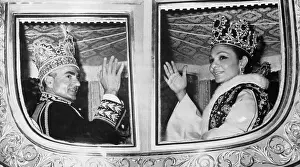 Farah Diba Prints: Shah of Iran and Empress Farah Waving from Their Carriage