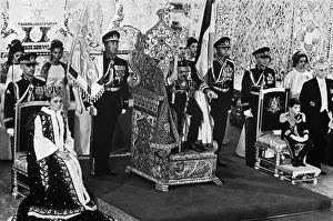 Shah Of Iran Seated On Peacock Throne