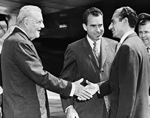 Visit Prints: Shah Pahlevi Greeted by Nixon and Dulles
