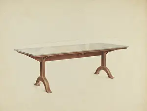 Heritage Art Prints: Shaker Dining Table With Marble Top