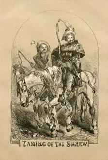 Horseback Riding Gallery: Shakespeare, Taming of the Shreew, Engraving
