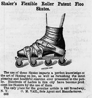 Feet Prints: Shaler's Flexible Roller Patent Floo Skates Advertisement