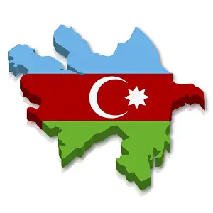 Shape and national flag of Azerbaijan, 3D computer graphics