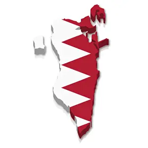 Computer Prints: Shape and national flag of Bahrain, 3D computer graphics