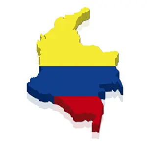 America Prints: Shape and national flag of Colombia, 3D computer graphics