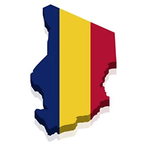 Ensign Gallery: Shape and national flag of the Republic of Chad, 3D computer graphics