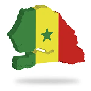 Ensign Gallery: Shape and national flag of Senegal, levitating, 3D computer graphics