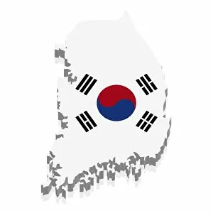 Ensign Gallery: Shape and national flag of South Korea, 3D computer graphics