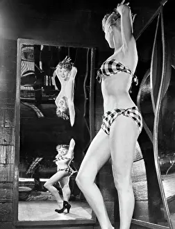 Amusement Park Prints: Shapely Woman In Funhouse Mirror