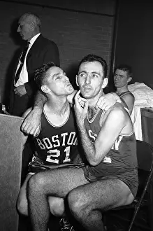 Bill Sharman About to Kiss Bob Cousy