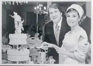 Shecky Greene and Nalani Kele Cutting Their Wedding Cake
