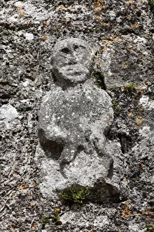 District Gallery: Sheela-na-Gig on the church wall of Killinaboy, Burren, County Clare, Ireland, Europe