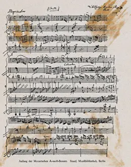 Sheet Music Prints: Sheet Music with Mozart's Signature
