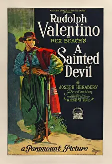 Prints of One-sheet movie poster advertises A Sainted Devil (Paramount Pictures), a silent drama starring Rudolph Valentino, 1924. (Photo by John Kisch Archive/Getty Images) The Original Latin Lover: Experience the Magnetic Charm of Silent Film’s Most Dashing Heartthrob: One Sheet For A Sainted Devil