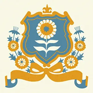 Ribbon Prints: Shield with Flower and a Ribbon