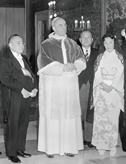 Shigeru Yoshida and Daughter Visiting Pope Pius XII