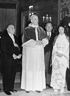 Pope Prints: Shigeru Yoshida Standing Behind Pope Pius XII