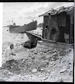 Tide Prints: Ship Caught On Pier Waiting For Tide