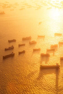 A ship fleet over Hong Kong bay