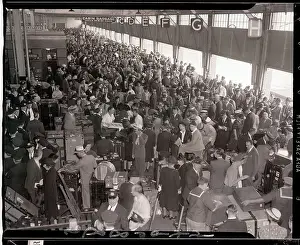 Checking Prints: Ship Passengers Going Through Customs