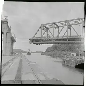 Panama Prints: Ship Passing Under Bridge on Panama Canal