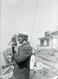 Navigator Prints: Ship Pilot Using Old Sextant
