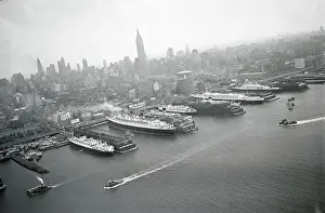 Ships Docking in New York Harbor