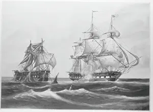 Two Ships Fighting at Sea
