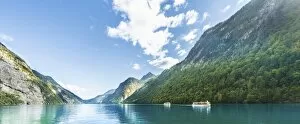 Images Dated 17th August 2014: Ships on Lake Konigssee, Berchtesgaden National Park, Berchtesgadener Land district