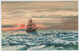 Iceberg Prints: Ships Sailing Through Icy Waters