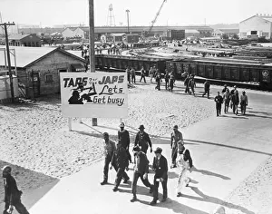Shipyard With Sign:'Taps For The Japs