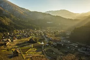 Images Dated 7th December 2015: Shirakawa Go (Shirakawa-go) Beautiful Panorama Aerial View of The Historic Village