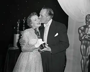 Shirley Booth Being Congratulated by Frederic March