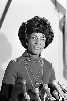 Prints of View showing Congresswoman Shirley Chisholm (1924 - 2005) speaking at a Congressional Black Caucus State of the Union event in Washington, DC, January 31, 1973 Unbought and Unbossed: The Trailblazing Legacy of Shirley Chisholm: Shirley Chisholm