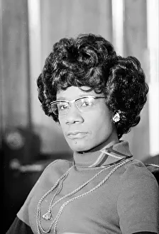Prints of Portrait of African American Shirley Chisholm (1924 - 2005), Congresswoman for New York and member of the Congressional Black Caucus at a State of the Union event, Washington, DC, January 1973 Unbought and Unbossed: The Trailblazing Legacy of Shirley Chisholm: Shirley Chisholm