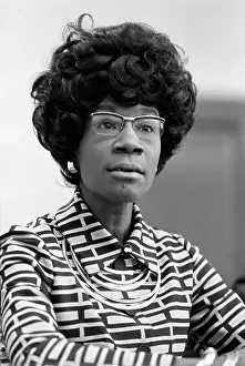 Prints of Portrait of African American politician and Congresswoman Shirley Chisholm (1924 - 2005) as she announces her candidacy for United States president, Washington, DC, January 25, 1972 Unbought and Unbossed: The Trailblazing Legacy of Shirley Chisholm: Shirley Chisholm Announces Presidential Candidacy
