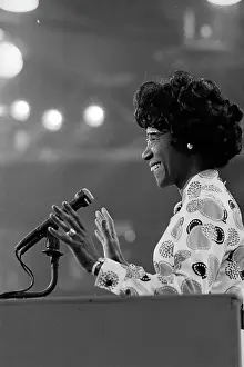 Prints of New York State Congresswoman Shirley Chisholm (1924 - 2005) smiles while speaking at the podium during the Democratic National Convention in Miami Beach, Florida, July 12, 1972 Unbought and Unbossed: The Trailblazing Legacy of Shirley Chisholm: Shirley Chisholm At The Democratic National Convention