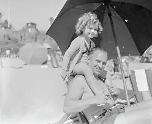 Fatherhood Prints: Shirley Temple Sitting on Fathers Shoulders