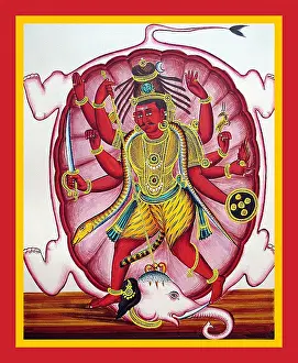 Trident Prints: Shiva pierces the head of Gajasura with his trishula