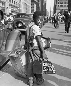 Shoe Shine Boy On City Street