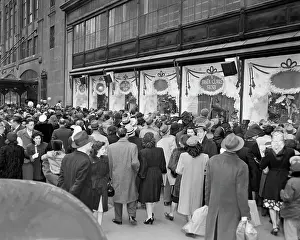 Department Prints: Shoppers at Christmas Display Windows