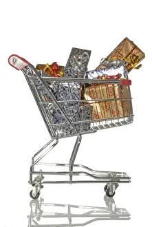 Gifts Prints: Shopping trolley full of presents