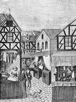 15th Century Prints: Shops In A French Town During 15Th Cent