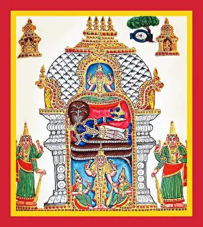 Album Prints: Shri Ranganathasvami reclines on the five hooded serpent Shesha