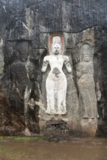 Stefan Auth Travel Photography Prints: Shrine of Mahayana Buddhism, three old Buddha statues as rock reliefs