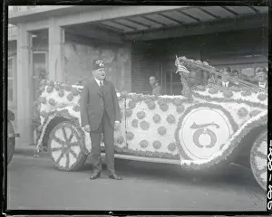A Shriner and His Decorated Car